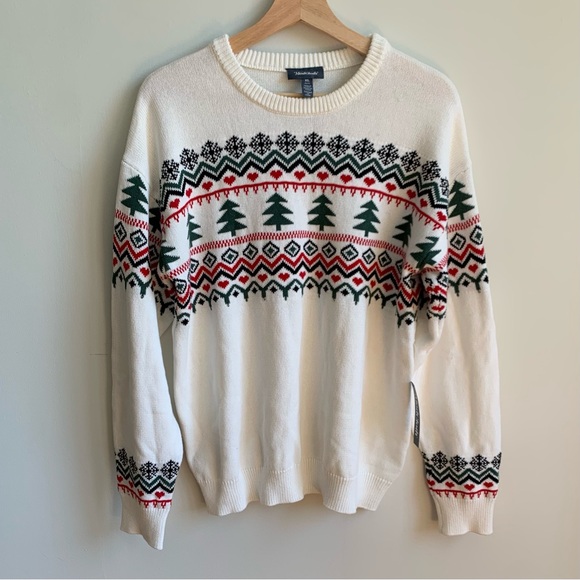 NWT ModCloth Women’s Sweater Holiday Christmas hearts + trees - Picture 1 of 14